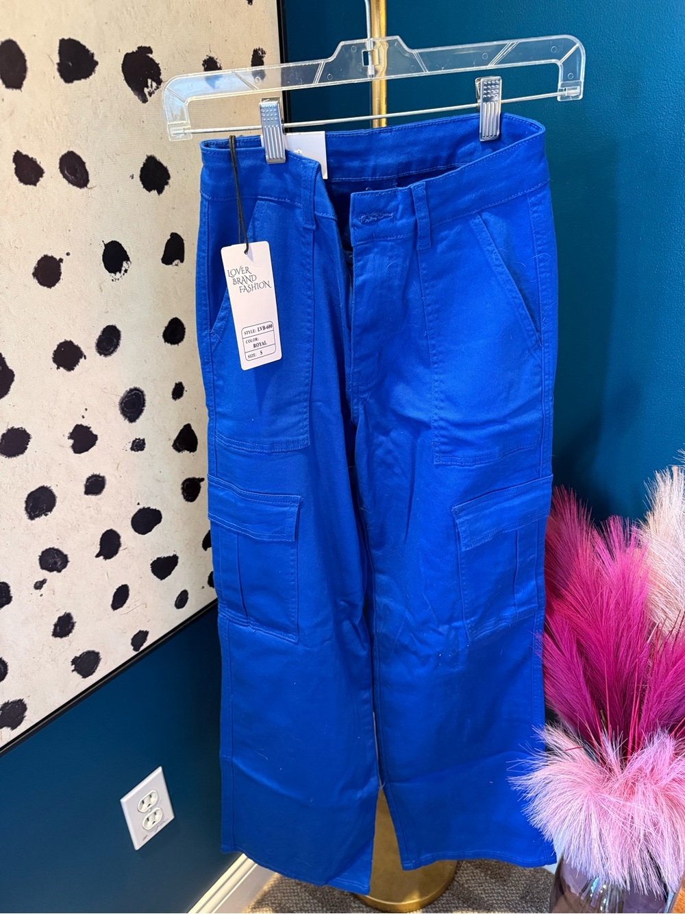 Cargo Wide-Leg Pants in Electric Blue -